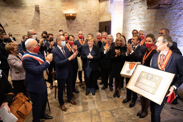 Emmanuel Macron et Angela Merkel at the Château du Clos de Vougeot